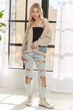 Denim Pockets Cardigan - Charcoal, Beige or Light Grey