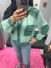 POL Open knit button down pocket hooded shirt top - Assorted Colors