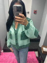 POL Open knit button down pocket hooded shirt top - Assorted Colors