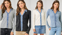 Washed Thermal Button Down Top - Assorted Colors