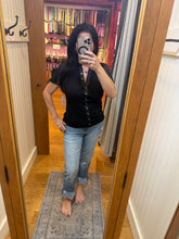 SIXFIFTY MAREN | RIBBED BUTTON DOWN FLUTTER SLEEVE - BLACK, NAVY OR WHITE