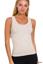 ZENANA 2 WAY NECKLINE WASHED RIBBED CROPPED TANK TOP - ASSORTED COLORS