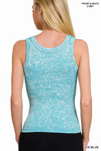 ZENANA 2 WAY NECKLINE WASHED RIBBED CROPPED TANK TOP - ASSORTED COLORS