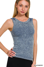 ZENANA 2 WAY NECKLINE WASHED RIBBED CROPPED TANK TOP - ASSORTED COLORS