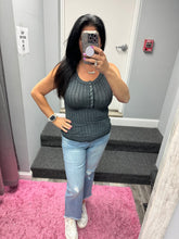 WASHED RIBBED SCOOP NECK TANK TOP - ASSORTED COLORS
