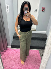 WASHED LINEN ELASTIC BAND WAIST CARGO PANTS - ASSORTED COLORS