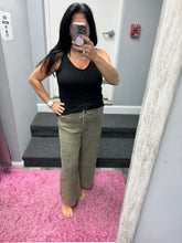 WASHED LINEN ELASTIC BAND WAIST CARGO PANTS - ASSORTED COLORS