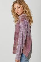 Color Blocked Washed Button Down Shirt - Dusty Lavender or Washed Green