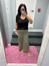 WASHED LINEN ELASTIC BAND WAIST CARGO PANTS - ASSORTED COLORS