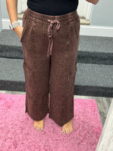 WASHED LINEN ELASTIC BAND WAIST CARGO PANTS - ASSORTED COLORS