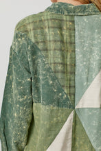 Color Blocked Washed Button Down Shirt - Dusty Lavender or Washed Green