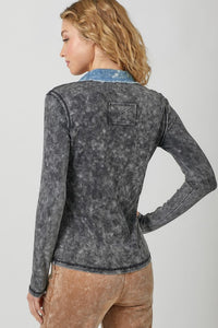 Washed Thermal Button Down Top - Assorted Colors