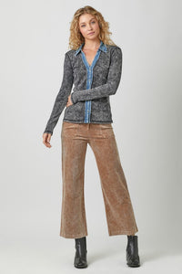 Washed Thermal Button Down Top - Assorted Colors