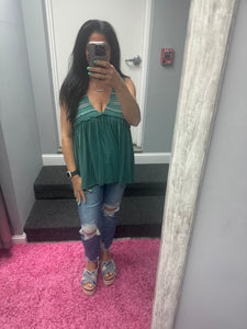 POL Sleeveless v-neck babydoll loose fit knit top - Assorted Colors