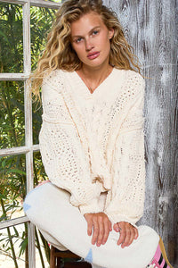 POL Chenille Sweater - Black, Cream or Evening Blue