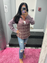 Color Blocked Washed Button Down Shirt - Dusty Lavender or Washed Green