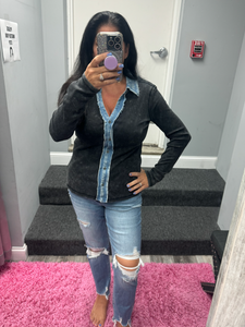 Washed Thermal Button Down Top - Assorted Colors