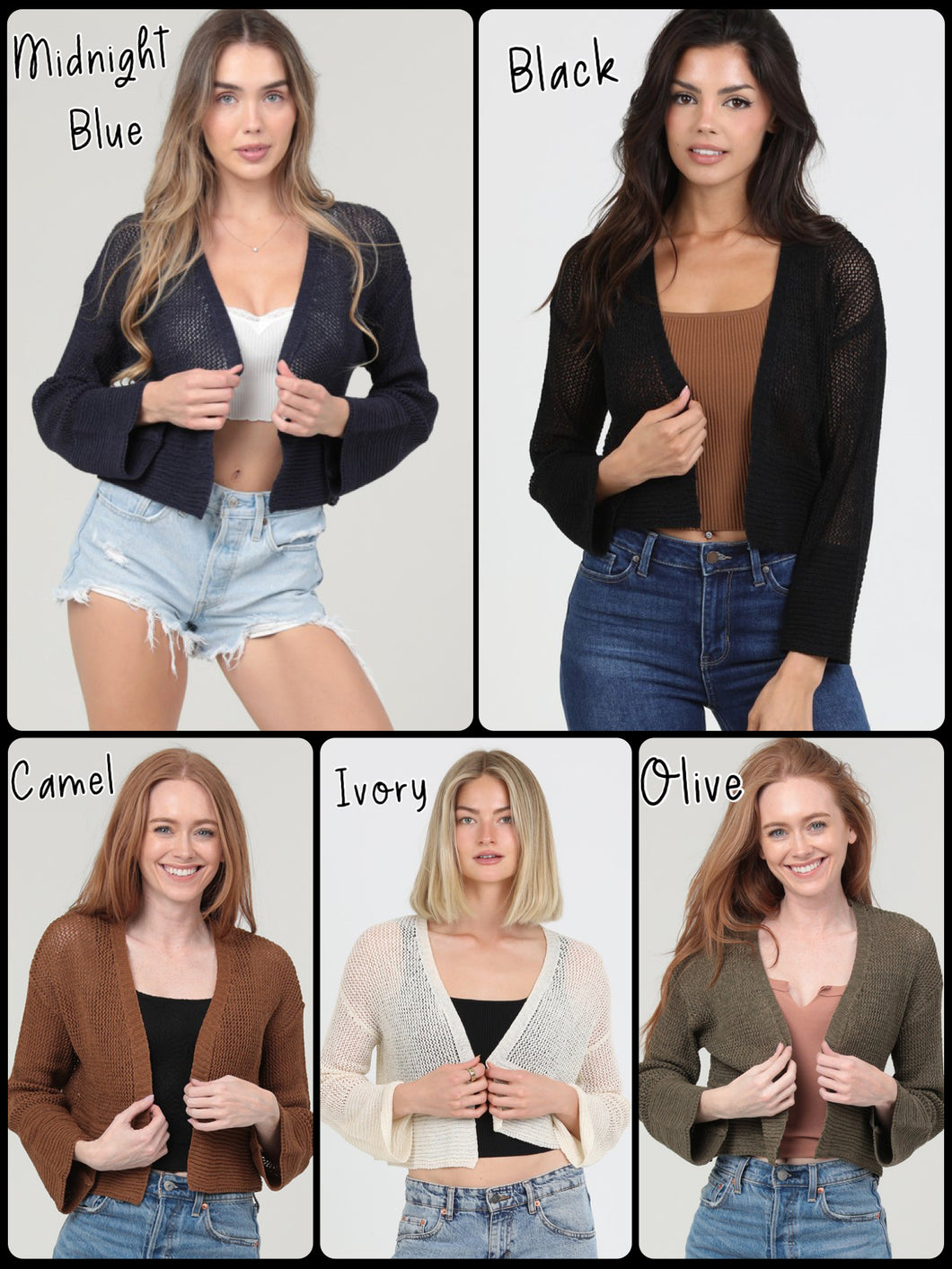 Light Weight Open Knit Cardigan Sweater - Assorted Colors