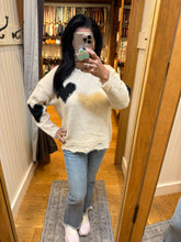 Long Sleeve Heart Patch Knit Sweater - Oatmeal