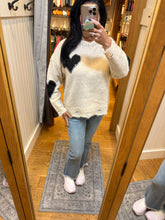 Long Sleeve Heart Patch Knit Sweater - Oatmeal