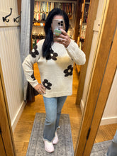 Floral Relaxed Cozy Knit Sweater - Coffee or Ivory