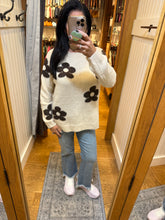 Floral Relaxed Cozy Knit Sweater - Coffee or Ivory