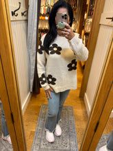 Floral Relaxed Cozy Knit Sweater - Coffee or Ivory