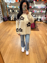 Floral Relaxed Cozy Knit Sweater - Coffee or Ivory