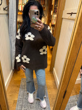 Floral Relaxed Cozy Knit Sweater - Coffee or Ivory