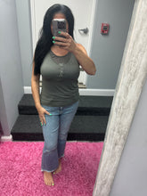 POL Round neck sleeveless lace inner solid knit top - Oatmeal or Pacific Blue