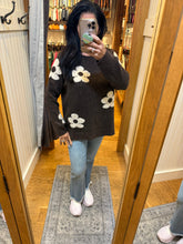 Floral Relaxed Cozy Knit Sweater - Coffee or Ivory