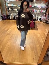 Floral Relaxed Cozy Knit Sweater - Coffee or Ivory