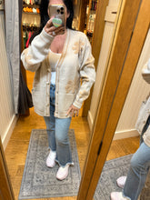 Button Down Floral Sweater Cardigan - Grey or Oatmeal