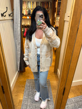 Button Down Floral Sweater Cardigan - Grey or Oatmeal