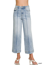 HIGH RISE WIDE LEG PINTUCK DENIM PANTS - LIGHT