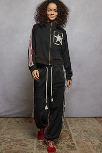POL bottom in French terry with star patch trim - Vintage Moss or Black