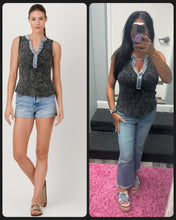 Mystree Washed Thermal Sleeveless Henley Top - Black, Grey,  BluePurple or Cream