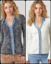 Washed Thermal Button Down Top - Assorted Colors