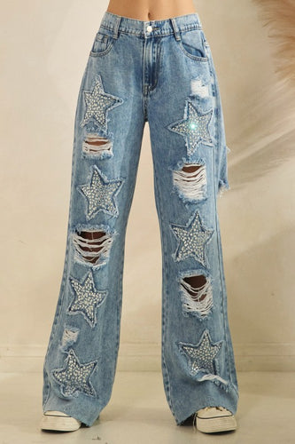 Oli & Hali Washed Stone On Star Denim Pants