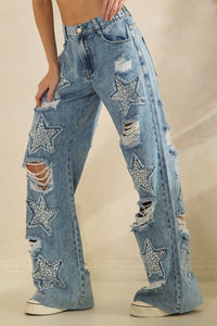 Oli & Hali Washed Stone On Star Denim Pants