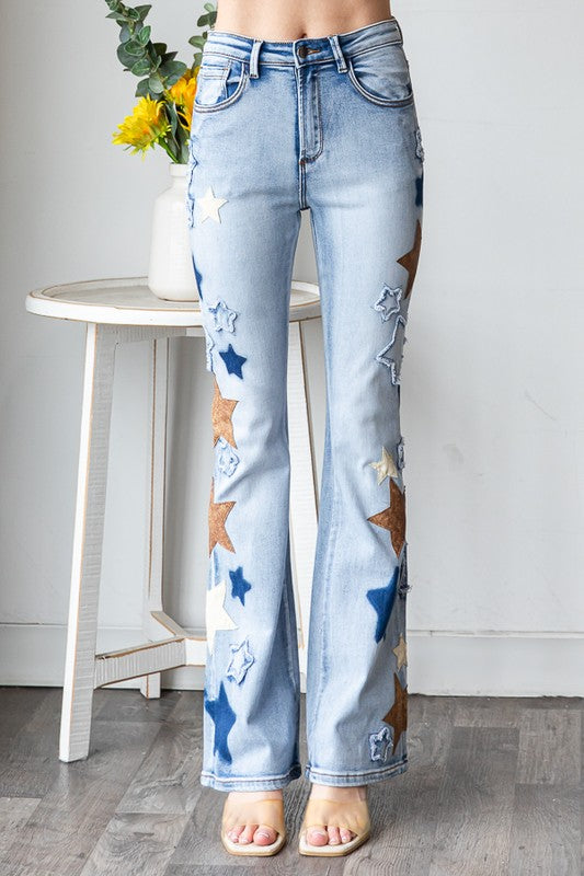 Oli & Hali Washed Star Patchwork Denim Jeans