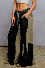 POL wide fit in French terry with stud detail pointed solid pattern pants - Black
