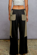 POL wide fit in French terry with stud detail pointed solid pattern pants - Black