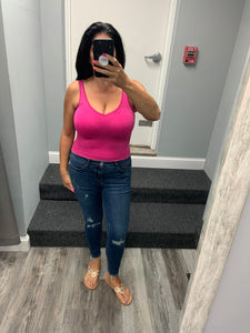 Mineral Wash Seamless Rib Tank Top - Barbie Pink