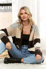 LONG-SLEEVE WITH RIBBED CUFFS OPEN FRONT WITHOUT  BUTTONS PATCH POCKETS ON THE FRONT CARDIGAN - COFFEE