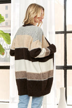 LONG-SLEEVE WITH RIBBED CUFFS OPEN FRONT WITHOUT  BUTTONS PATCH POCKETS ON THE FRONT CARDIGAN - COFFEE