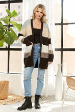 LONG-SLEEVE WITH RIBBED CUFFS OPEN FRONT WITHOUT  BUTTONS PATCH POCKETS ON THE FRONT CARDIGAN - COFFEE