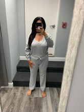 Brushed Ribbed Hacci Oversized Deep V Sweat Shirt With Tie Sides - Heather Grey, Aloe or Windward Blue