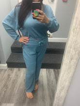 Brushed Ribbed Hacci Oversized Deep V Sweat Shirt With Tie Sides - Heather Grey, Aloe or Windward Blue
