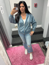 ACID WASH FLEECE CROPPED ZIP-UP HOODIE W POCKETS - ASSORTED COLORS